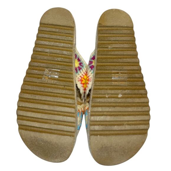 Dirty Laundry Floral Boho Knit Crochet Cross Strap Platform Sandals Size 8.5 - Picture 6 of 9